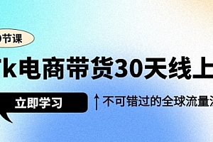 【第9401期】Tk电商带货30天线上课,不可错过的全球流量洼地(29节课)