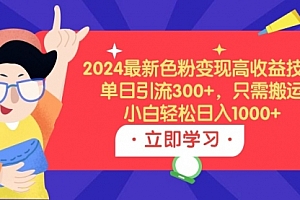 【第9422期】2024最新色粉变现高收益技术,单日引流300+