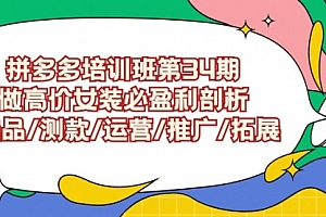 【第9297期】拼多多培训班第34期:做高价女装必盈利剖析 选品/测款/运营/推广/拓展