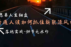 【第9438期】想要人生翻盘,普通人如何抓住新能源风口赚钱,落地实战案例课