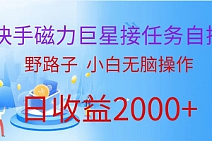 【第9837期】快手磁力巨星接任务自撸,野路子,小白无脑操作日入2000+