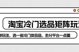 【第9992期】淘宝冷门选品矩阵玩法:换种玩法,选一些冷门类目品,去分平台一点羹