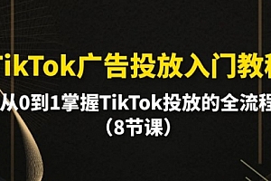 【第9921期】TikTok广告投放入门教程,从0到1掌握TikTok投放的全流程(8节课)