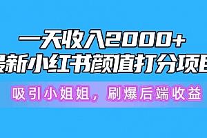 【第9994期】一天收入2000+,最新小红书颜值打分项目,吸引小姐姐,刷爆后端收益
