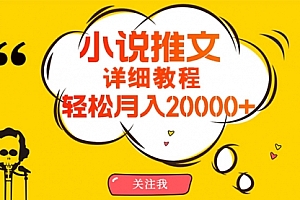【第9855期】简单操作,月入20000+,详细教程!小说推文项目赚钱秘籍!