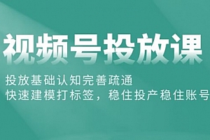 【第10016期】视频号投放课:投放基础认知完善疏通,快速建模打标签,稳住投产稳住账号