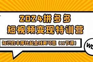 【第9715期】2024拼多多短视频变现特训营,知识的丰厚比起金钱更可靠