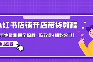 【第9778期】最新小红书店铺开店带货教程,新手也能跑通全流程(6节课+爆款公式)