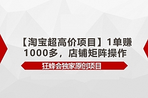 【第9733期】淘宝超高价项目,1单赚1000多,店铺矩阵操作