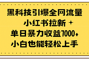 【第9574期】黑科技引爆全网流量小红书拉新,单日暴力收益7000+