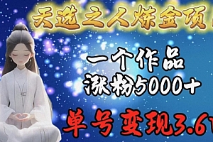 【第9600期】天选之人炼金项目,一个作品涨粉5000+,单号变现3.6w