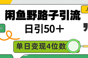 【第9591期】闲鱼野路子引流创业粉,日引50+,单日变现四位数