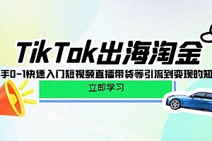 【第9888期】TikTok-出海淘金,新手0-1快速入门短视频直播带货等引流到变现的知识