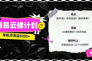 【第9912期】网易云梯计划网页版,单机月收益5000+!可放大操作
