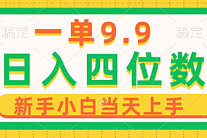 【第9997期】年轻群体的蓝海市场,1单9.9元,操作简单,小白轻松上手,日入四位数