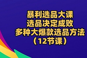 【第10246期】暴利选品大课:选品决定成败,教你多种大爆款选品方法(12节课)