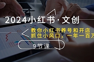 【第10194期】2024小红书·文创:教你小红书养号和开店、抓住小风口 一年一百万 (9节课)