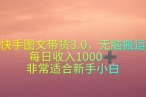 【第10039期】快手图文带货3.0,无脑搬运,每日收入1000+,非常适合新手小白