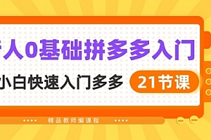 【第10083期】新人0基础拼多多入门,纯小白快速入门多多(21节课)