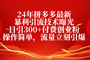 【第10269期】拼多多最新暴利引流技术曝光,日引300+付费创业粉