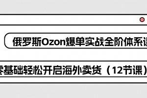 【第10273期】俄罗斯 Ozon-爆单实战全阶体系课,零基础轻松开启海外卖货(12节课)