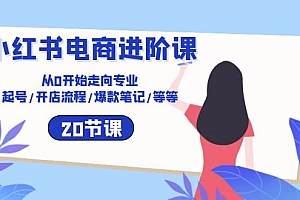 【第10236期】小红书电商进阶课:从0开始走向专业 起号/开店流程/爆款笔记/等等(20节)