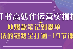【第10266期】小红书-高转化运营 实操指南,从爆款笔记到爆单玩法的链路全打通-19节课