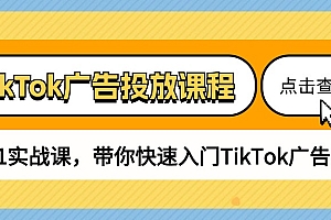 【第10403期】TikTok广告投放课程,从0-1实战课,带你快速入门TikTok广告投放(30节课)