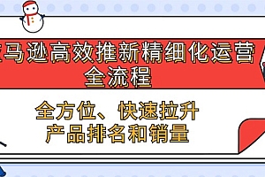 【第10274期】亚马逊-高效推新精细化 运营全流程,全方位、快速 拉升产品排名和销量