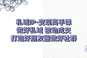 【第10752期】私域IP-变现高手课:做好私域 被动成交,打造好朋友圈做好社群