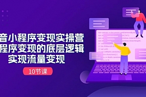 【第10775期】抖音小程序变现实操营,小程序变现的底层逻辑,实现流量变现