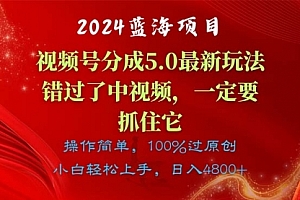 【第10614期】蓝海项目,视频号分成计划5.0最新玩法