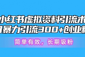 【第10554期】小红书虚拟资料引流术,日暴力引流300+创业粉