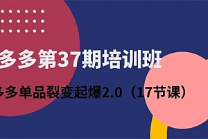 【第10484期】拼多多第37期培训班:拼多多单品裂变起爆2.0(17节课)