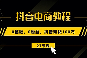 【第10570期】抖音电商教程:0基础,0粉丝,抖音带货100万(27节视频课)