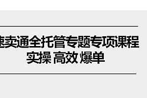 【第10546期】速卖通全托管专题专项课程,实操 高效 爆单(11节课)