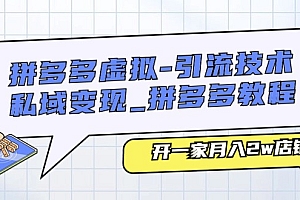 【第10648期】拼多多虚拟-引流技术与私域变现_拼多多教程:开一家月入2w店铺