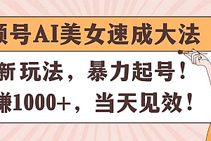【第10809期】视频号AI美女速成大法,暴力起号,日赚1000+