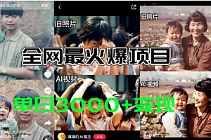 【第10948期】全网爆火的AI让老照片动起来教程,蹭热点日赚3000+