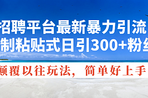 【第10955期】招聘平台最新暴力引流,复制粘贴式日引300+粉丝