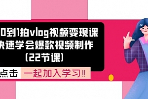 【第10939期】从0到1拍vlog视频变现课:快速学会爆款视频制作