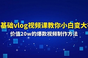 【第10941期】0基础vlog视频课教你小白变大神:价值20w的爆款视频制作方法