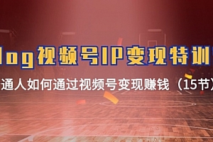 【第11039期】Vlog 视频号IP变现特训营,普通人如何通过视频号变现赚钱