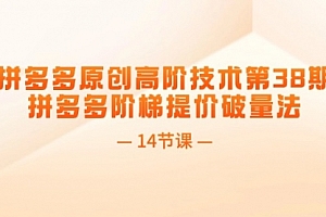 【第11073期】拼多多原创高阶技术第38期,拼多多阶梯提价破量法(14节课)