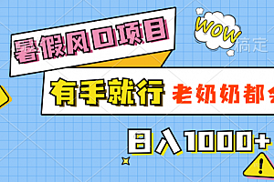 【第10848期】暑假风口项目,有手就行,老奶奶都会,轻松日入1000+