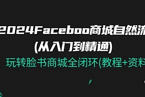 【第10856期】2024Facebook 商城自然流(从入门到精通),玩转脸书商城全闭环(教程+资料)