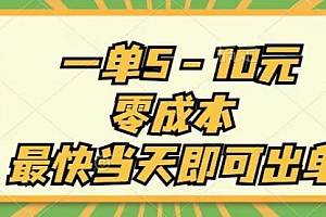 【第10919期】一单5-10元,零成本,最快当天即可出单