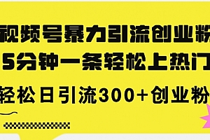 【第11091期】视频号暴力引流创业粉,5分钟一条轻松上热门
