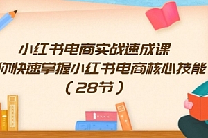 【第11134期】小红书电商实战速成课,让你快速掌握小红书电商核心技能