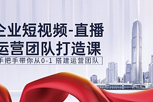 【第10836期】企业短视频-直播运营团队打造课,手把手带你从0-1 搭建运营团队-15节